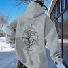 Men's hooded sweater map compass print loose pullover hoodie travel style casual men's wear
