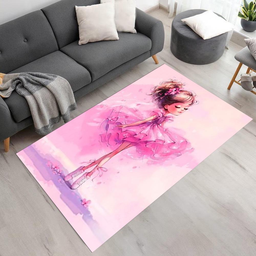 Floral Ballerina Dance Area Rug Perfect for Bedrooms Entryway Dormitory Hallway Anti-slip Rug Decorate Offices Perfect Gift for Women/Men