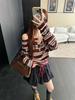 Korean Style One-Shoulder Contrast Stripe Patchwork Long-Sleeve T-Shirt with Spaghetti Straps for Women - Spring/Autumn Chic Top