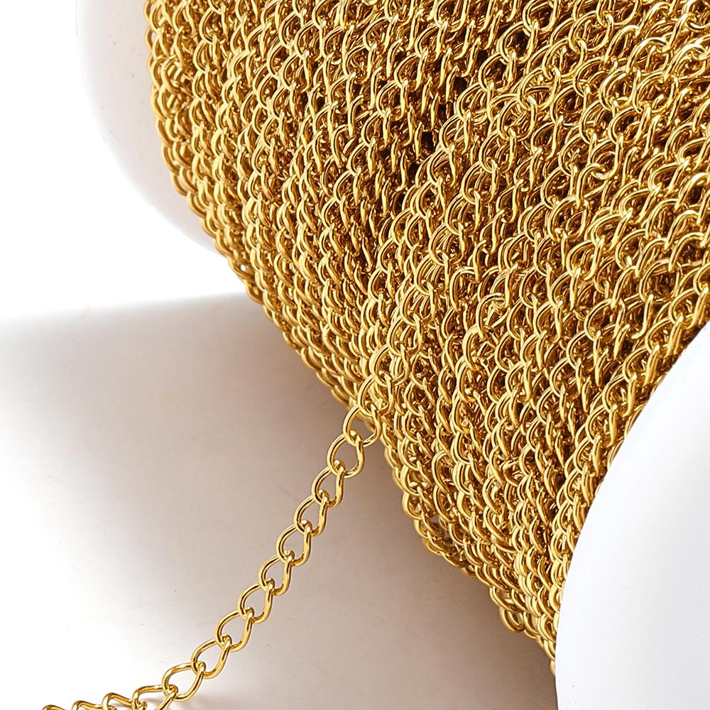 10meters/roll Stainless Steel Chains 2/3/5mm Gold Necklace Chains For Bracelet Extension Chain DIY Jewelry Components No Fade