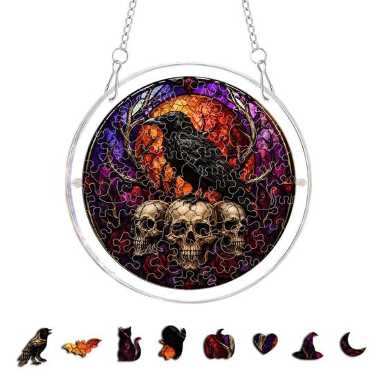 Acrylic Puzzle Suncatcher Halloween Castle Raven Black Cat DIY G