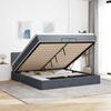 Exclusive House - Ottoman Bed Frame with Dark Grey Mattress 200x200 Cm Velvet