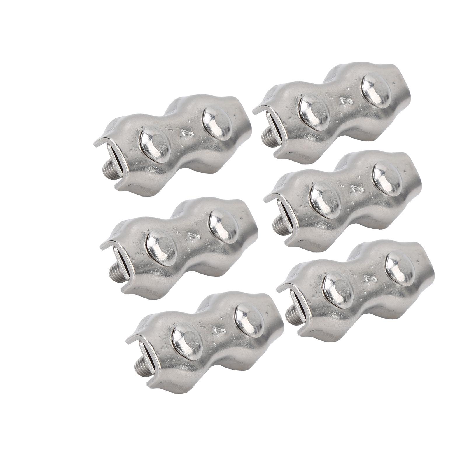 

6pcs Duplex Wire Rope Clip Cable Clamps Stainless Steel Duplex 2‑Post Cable Clamp for Wire RopeM4