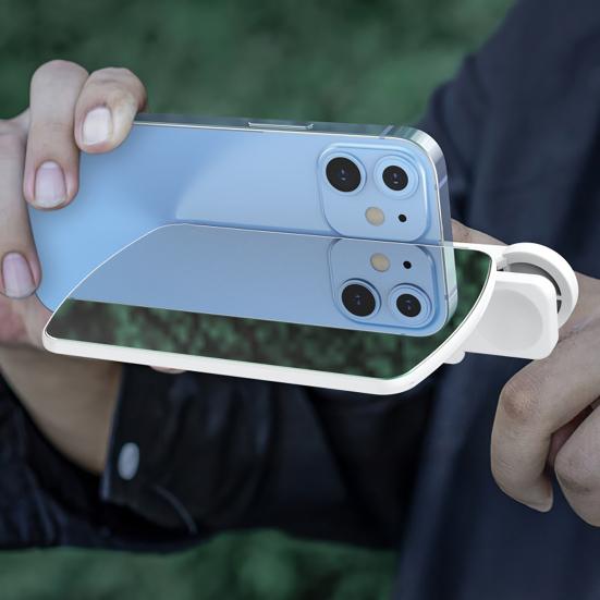 Phone Reflection Clip with Larger Mirror & Remote Adjustable Angle Mirror Effect Lens for Stunning Water Sky Shots Rear Camera Mirror Accessory
