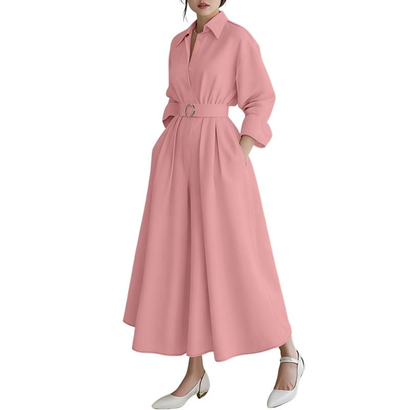 ZANZEA Women Turn Down Collar Loose Casual Long Sleeve Shirt Dress