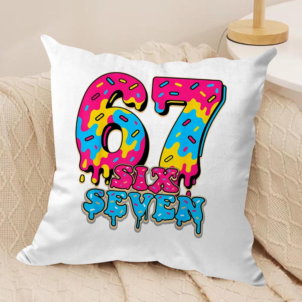 

six seven Cushion Cover Soft Plush Fabric DoubleSided Printed Cushion Covers for All Seasons Modern HomeDecor Gift 30x30cm