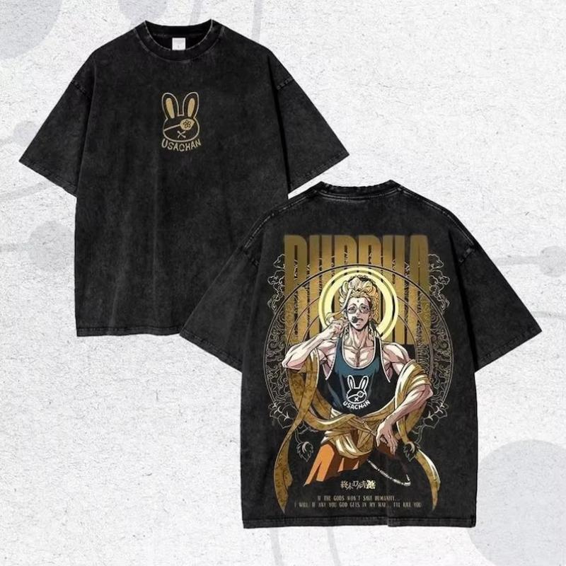 Record of Ragnarok Qin Shi Huang Graphic T Shirt Unisex Casual Short Sleeve Tee Anime Fans Loose Streetwear Washed Tshirt Men Women