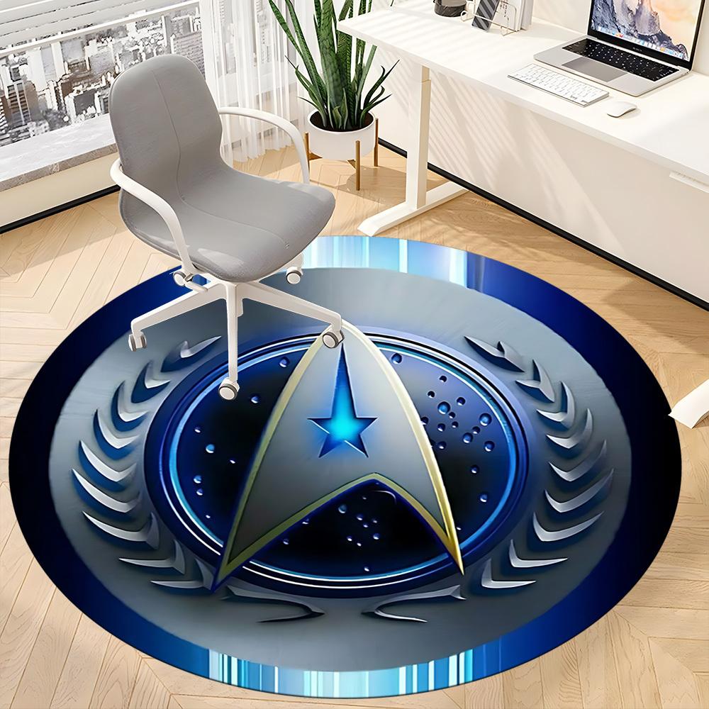 1pcStar Trek Office Round Area Rug, Indoor Mat Suitable For Office, Under Office Chairs Bedroom Living Room Home Decor, Room Deco