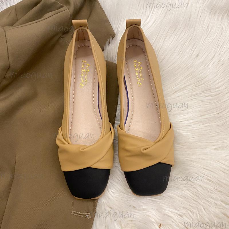 Fashion French Low Heel Pumps Comfortable Moccasins Women's Square Toe Shoes Office Ladies Slip On Casual Shoes for Women Elegant