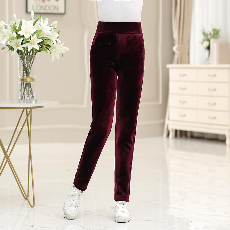 Winter Thicken Velvet Pencil Pants Women's High Waist Plush Fleece Lined Ankle-length Pantalons Slim Leggings