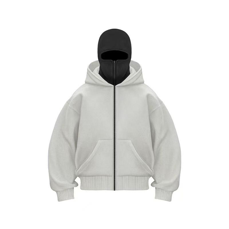 Unisex Plain Hooded Zip Sweatshirt Casual Couple Top