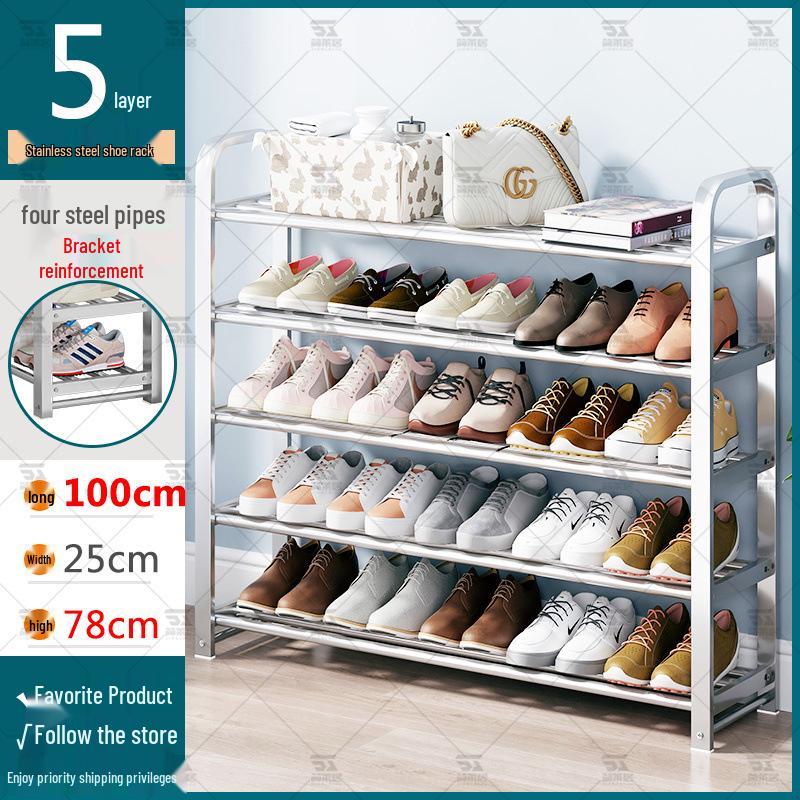 Stainless Steel Multi-layer Shoe Rack for Home or Dorm - Dustproof Storage Cabinet