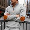 Autumn/Winter Men's Oversized Fashion Contrast-Colour Patchwork Half-Zip Fleece-Lined Oversized Stand-Up Collar Sweatshirt