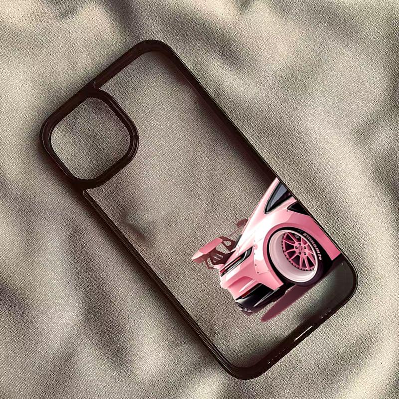 Cool Pink Sports Car Phone Case for iPhone 11 12 13 14 15 Pro 16 17 Pro Max 16E Air X XR XS 7 8 Plus SE 2022 Shockproof Cover iPhone 15 Plus
