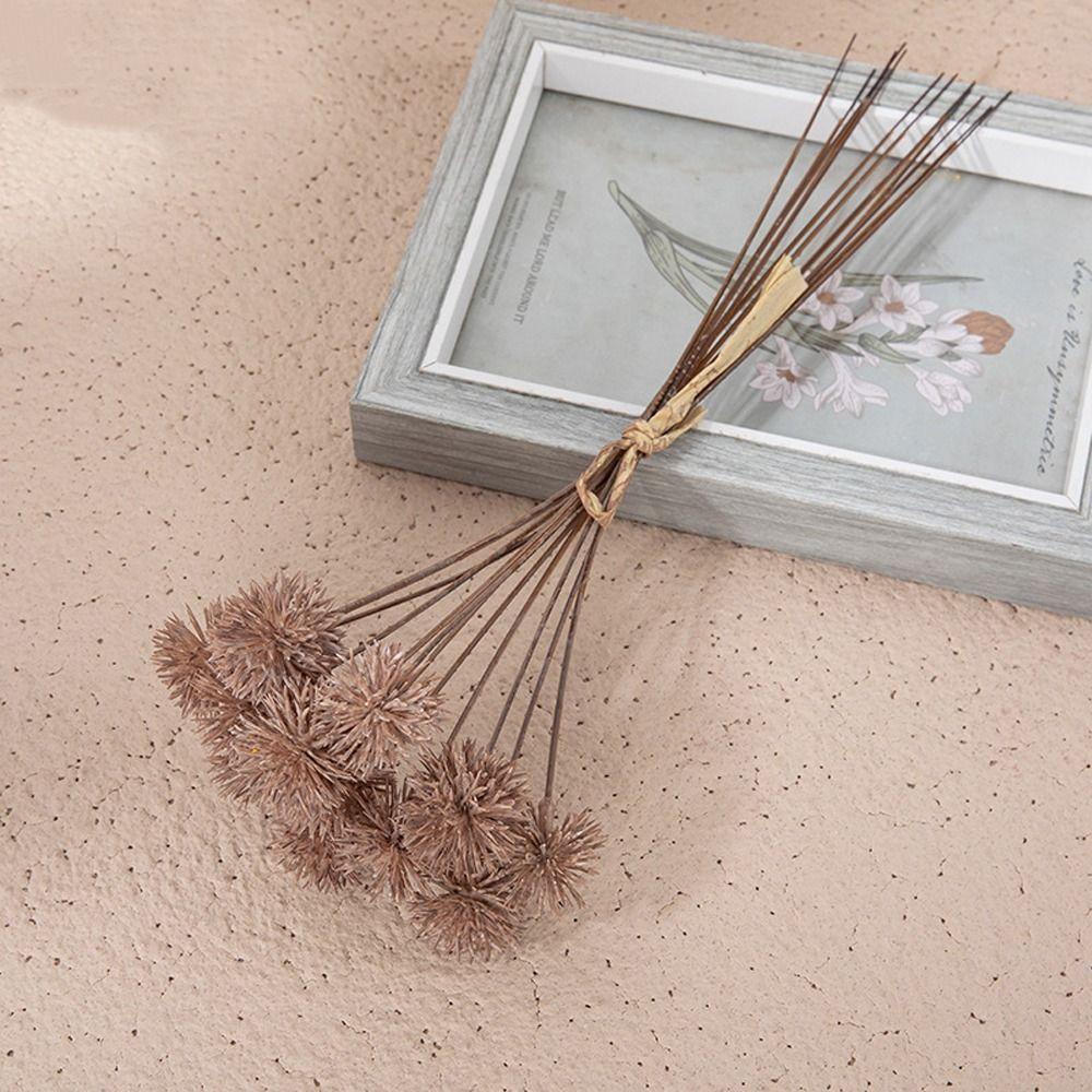 

12pcs DIY Artificial Small Thorn Ball Bouquet Realistic Fake Plants Vase Decor коричневый