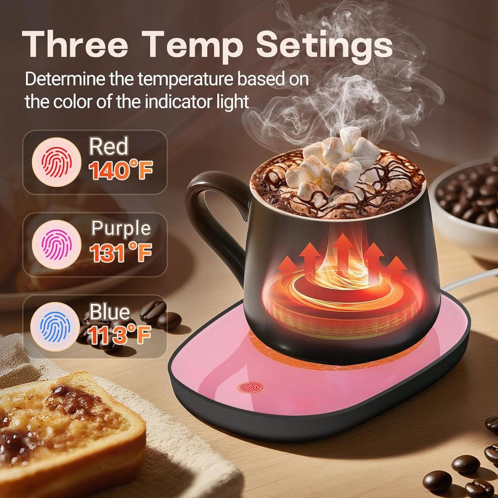 Coffee Mug Warmer for Desk with Auto Shut Off, Coffee Cup Warmer for Desk with Auto Shut Off, 3 Adjustable Temperature Settings & 8 Hours Auto