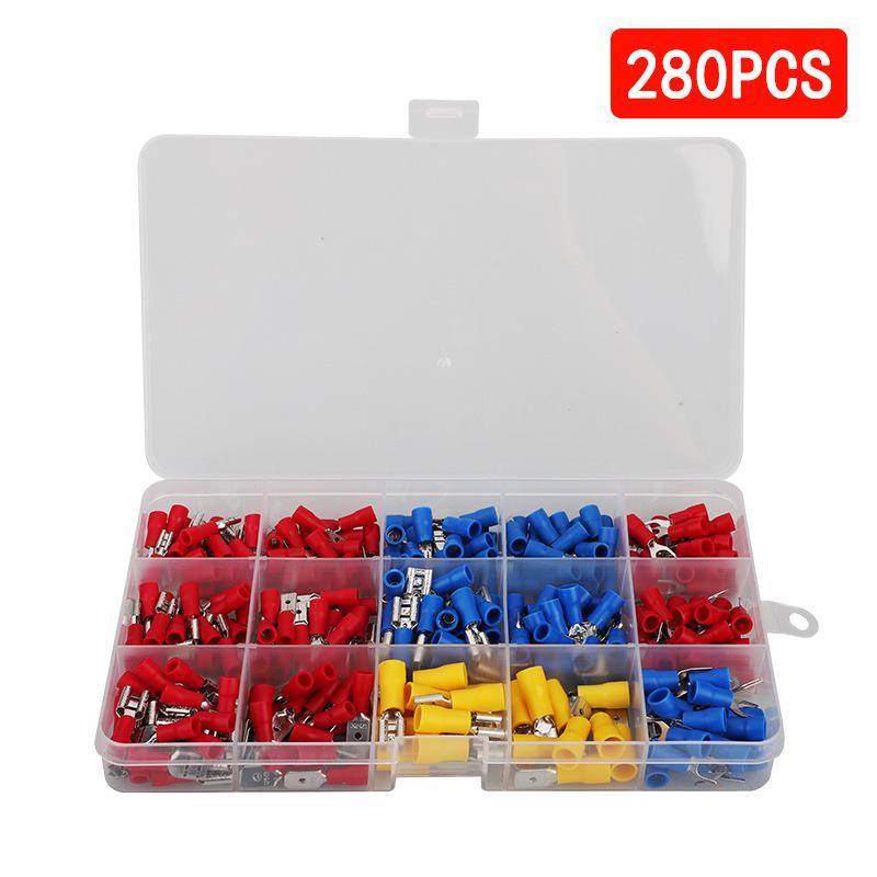 Cross-Border 280-Piece Cold-Pressed Insulated Steel Copper-Plated Terminal Block Set for Electrician Wiring Connections
