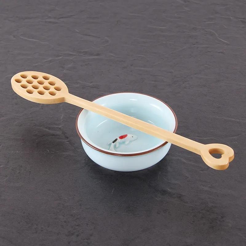 Wooden Honey Coffee Spoon Long Mixing Bee Tools Stirrer Muddler Stirring Stick Dipper Wood Carving Spoons YLE009