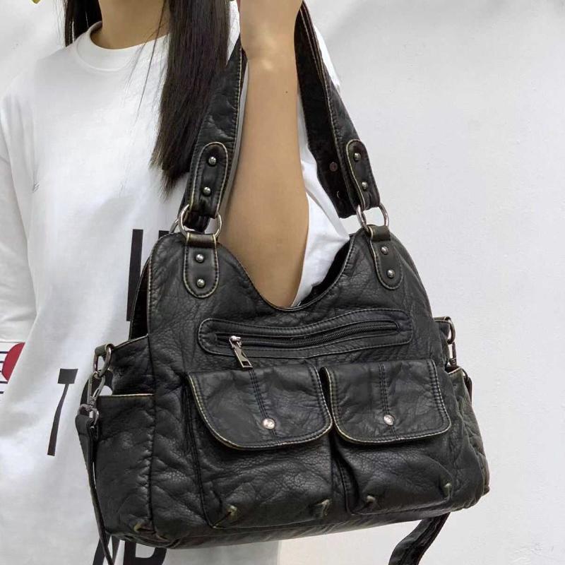 

Ladies Fashionable Retro Multi Pocket Tote Bag Y2K Punk Motorcycle Bag Single Shoulder Crossbody Bag