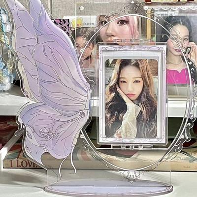 Portable Rotatable Acrylic Photocard Holder Beautiful Elaborate Design Idol Star Display Stand Acrylic Ornaments Card Holder