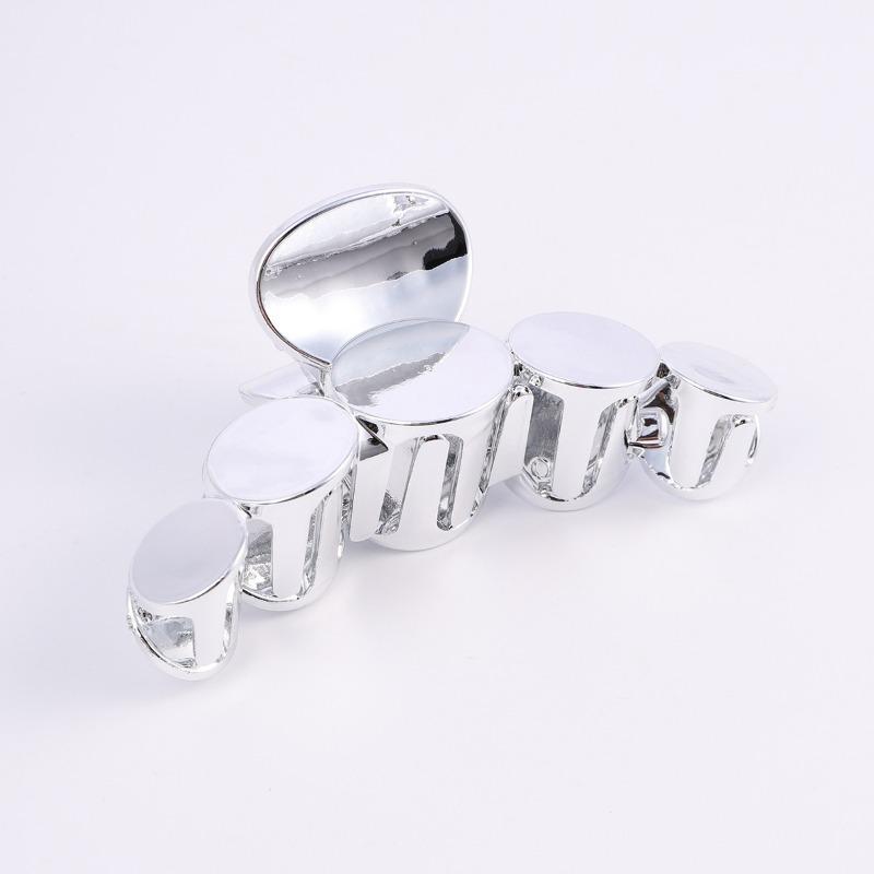 New Style Hair Clip Imitation Metal Plated Grab Clip Silver Large Grab Clip High-grade Light Luxury Accessories Hair Accessories