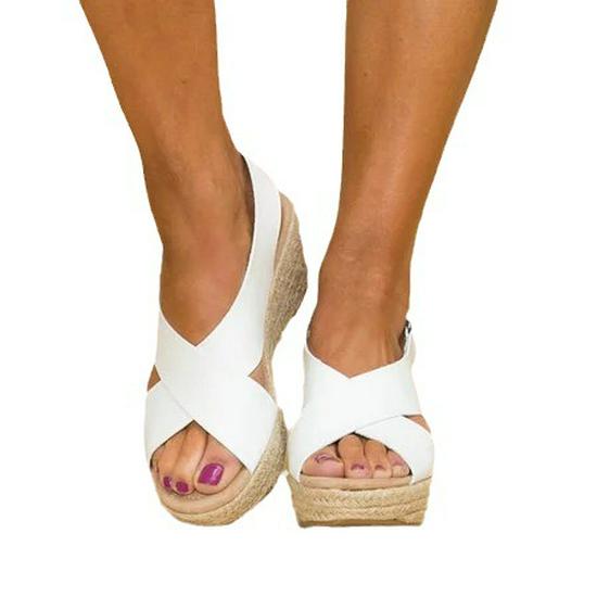 Dámské sandály z jutového provazu ve velkých velikostech