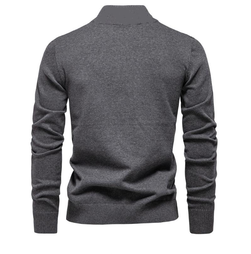 Men's Zipper Pullover Turtlenecks Warm Sweaters Solid Color Long Sleeved Fashion Male Casual Daily Sweatshirt Top