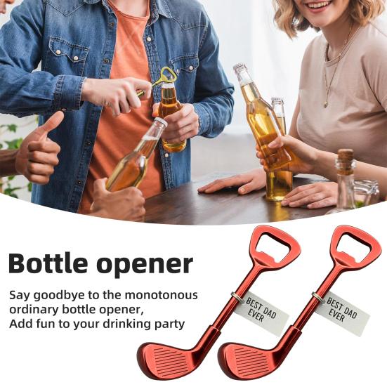 1/2Pcs Golf Club Bottle Opener Heavy Duty Metal Manual Beer Bottle Opening Tool Kitchen Gadget Father's Day Dad Golf Lover Gift