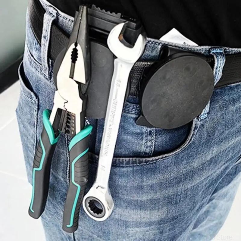 New Black Magnetic Belt Buckle Adjustable Portable Rubber Wrap Magnetic Suction Cup Suction Screw Hardware Hand Tool Accessories