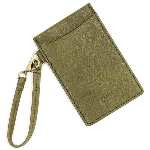 Кожаный базовый картхол Genten Козий 44357-75 Хаки