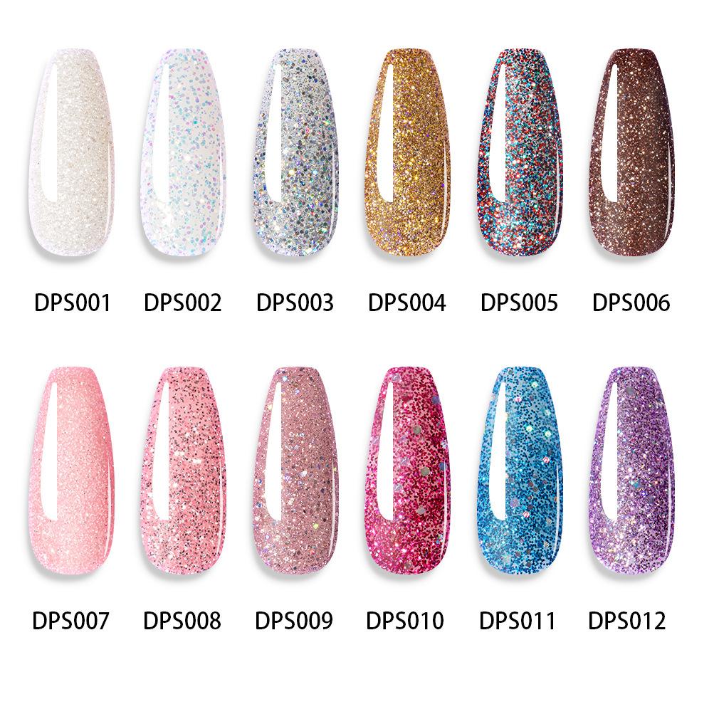 Limegirl Sada Dip Powder na nehty 12 barev Třpytivá & Jednobarevná sada dipping prášků DIY manikúra Dlouhotrvající Odolná proti odlupování