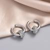 Classic Women's Hoop Earrings Stainless Steel Crystal Rhinestone Round Geometric Gold Silver Color Vintage Jewelry Party Gift