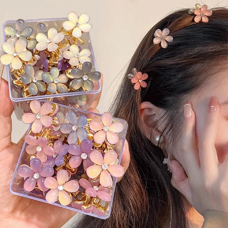 5pcs Fashion Women Girls Colorful Opal Hairpins Sweet Small Headdress Barrettes Accessories Cute Mini Flower Hairclip Claws