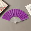 Foldable Portable Folding Fan Plastic Plain Fabric Hand Fan Chinese Elegant Silk Fan Handheld for Weddings Travel Party Dancing