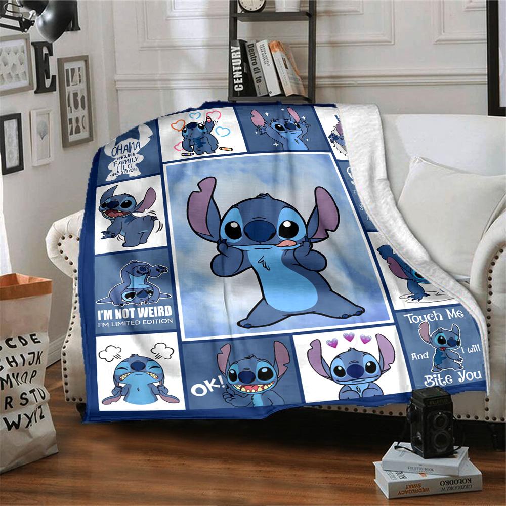 Lilo Stitch Collage Flannel Blanket Super Soft Warm Cozy Blanket For Sofa Bed Office Travel Allseason Home Decor Gift