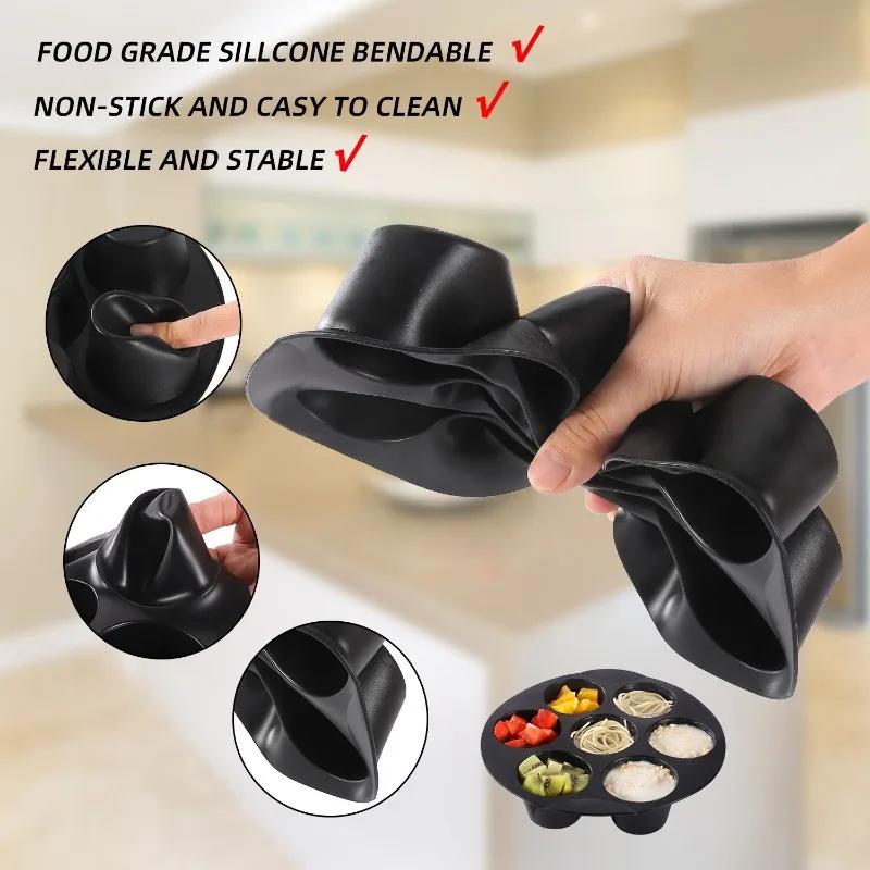 Air Fryer Accessories 7-hole 1 Pcs Cake Cup Silicone Round Muffin Baking Cake Baking Tray Mold Ice Cubes Kitchen