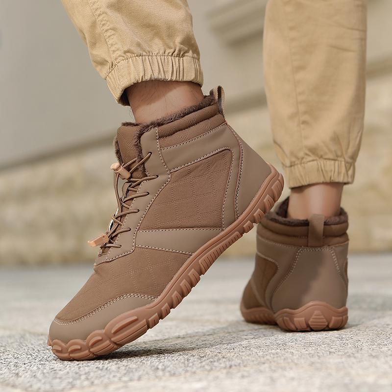 TUINANLE Winter Footwear Barefoot Shoes Womens Hiking Boots Wide Toe Box Walking Shoes Men Plush Boots