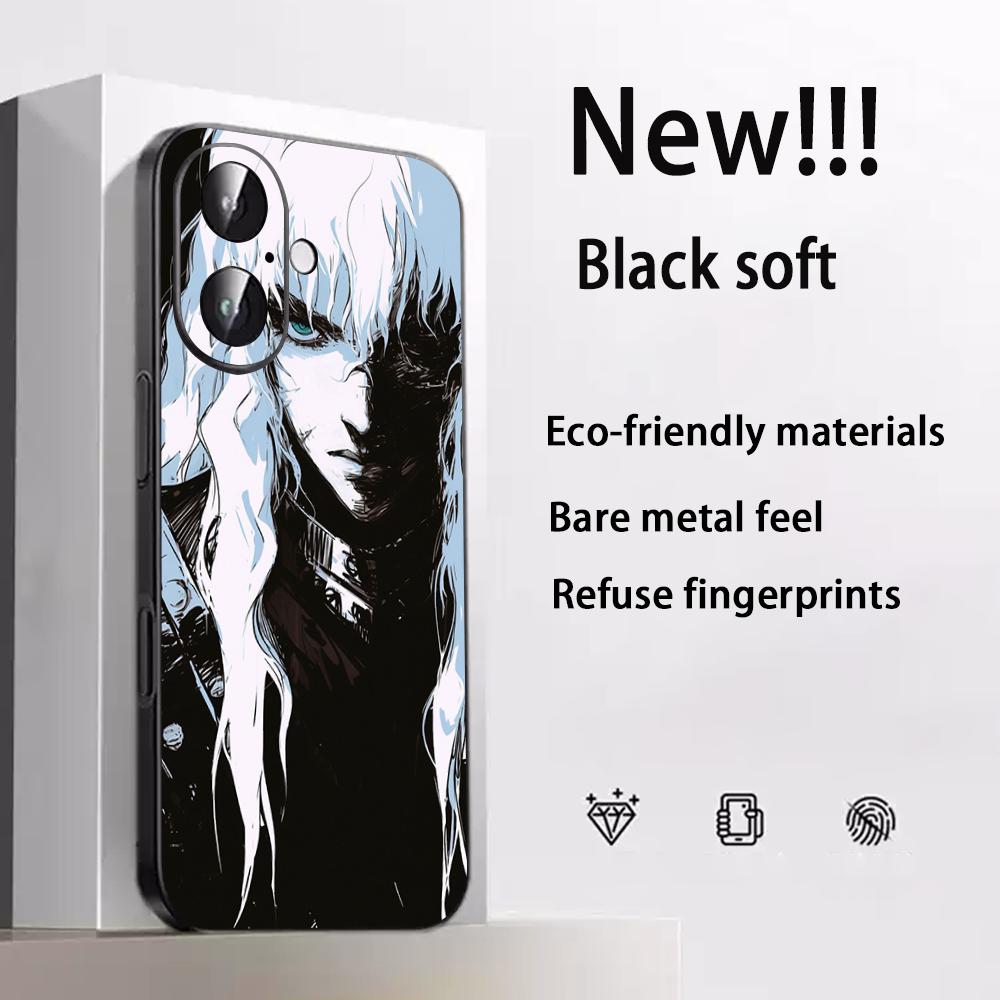 Cool Japan Anime Man Griffith Pattern Phone Case For iPhone 17 16 16e 15 14 13 12 Plus Mini Pro Max Soft Black Shockproof Cover