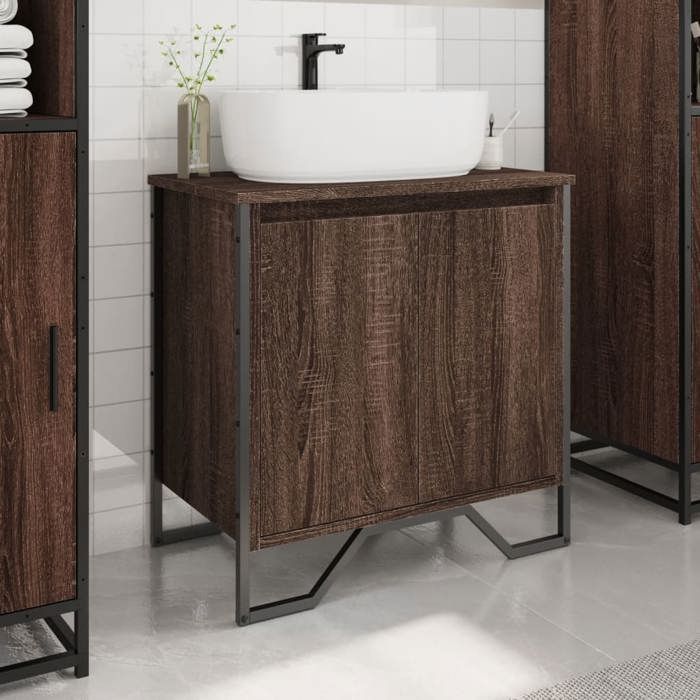 VidaXL Armoire lavabo de salle de bain chêne marron 60x35x60 cm, placard lavabo de salle de bain, meubles de salle de bain, 848658