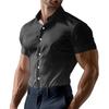 Men's Fashion Printed Satin Short Sleeve Shirt Top