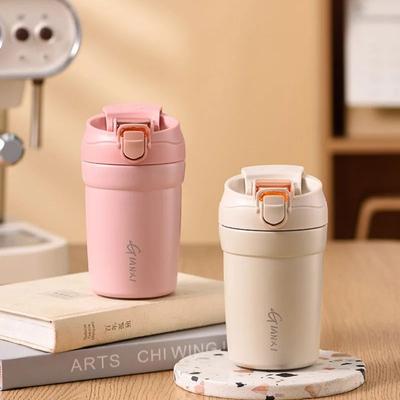 GIANXI Coffee Straw Thermos Cup Seamless Ceramic Liner Easy Clean Without Stain Daily Portable Seal Leakproof Coffee Vacuum Cup