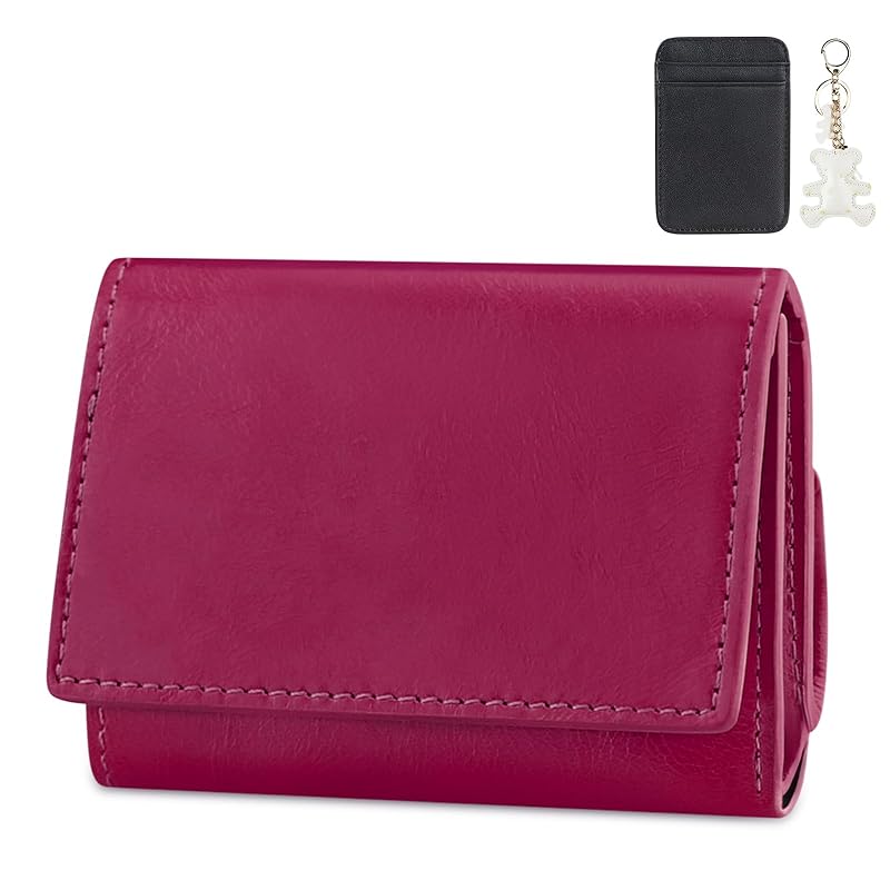 

[F.ZH] mini wallet men s ladies trifold wallet genuine leather small wallet compact 2 bill compartments With coin purse card holder button type large