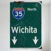 Vintage Interstate 35 Wichita North Highway Sign Metal Tin Sign, Rustic Weathered Wall Decor for Garage Man Cave Bar Pub Home Ca