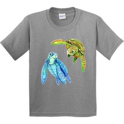 Inktastic Sea Turtles Swimming Together Youth T-Shirt Turtle Reptiles Swim Pair