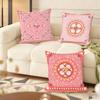 Pink Retro Flowers Cushion Cover Natural Linen Organic Fabric DoubleSided Printing Couch Pillow Covers Home Decor
