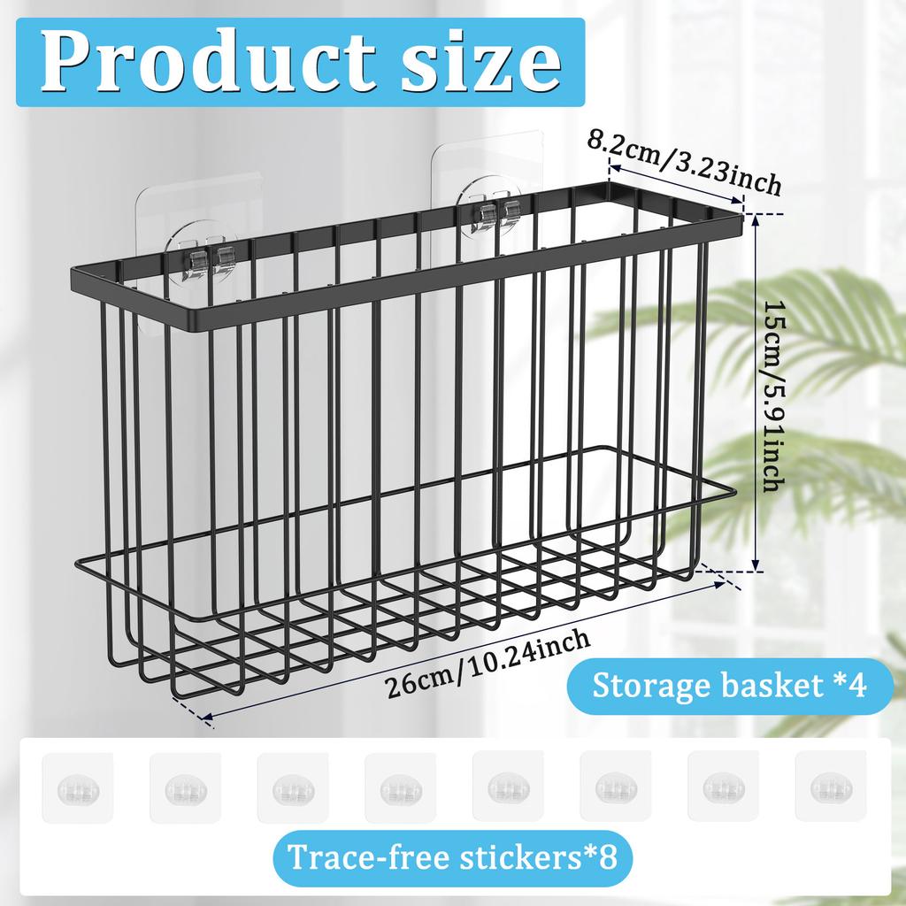 4 Pcs Metal Kitchen Wrap Organizer Rack Rustproof Kitchen Cabinet Door Storage Box Wall Mounted Storage Box No Drilling Needed
