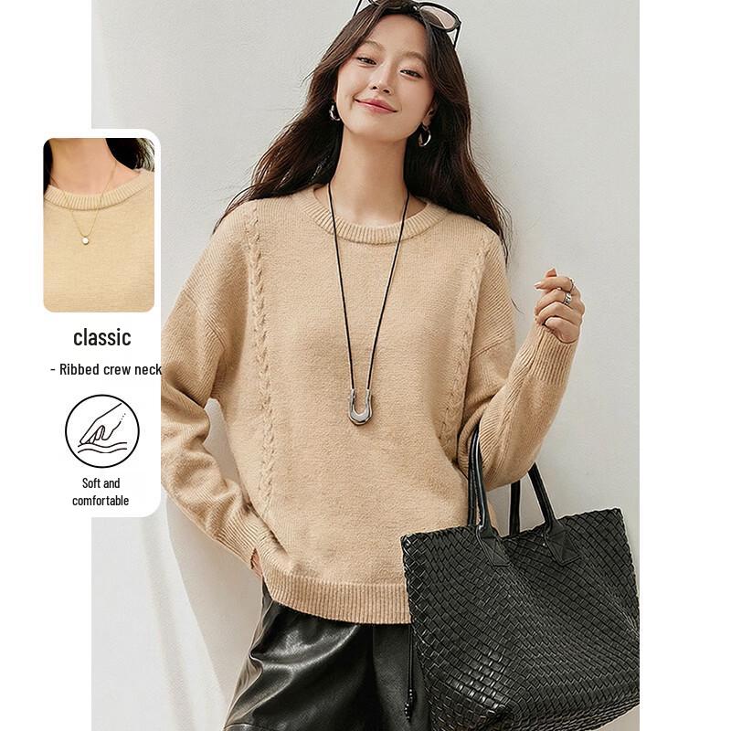 Women s Versatile Warm Round Neck Knitted Sweater M