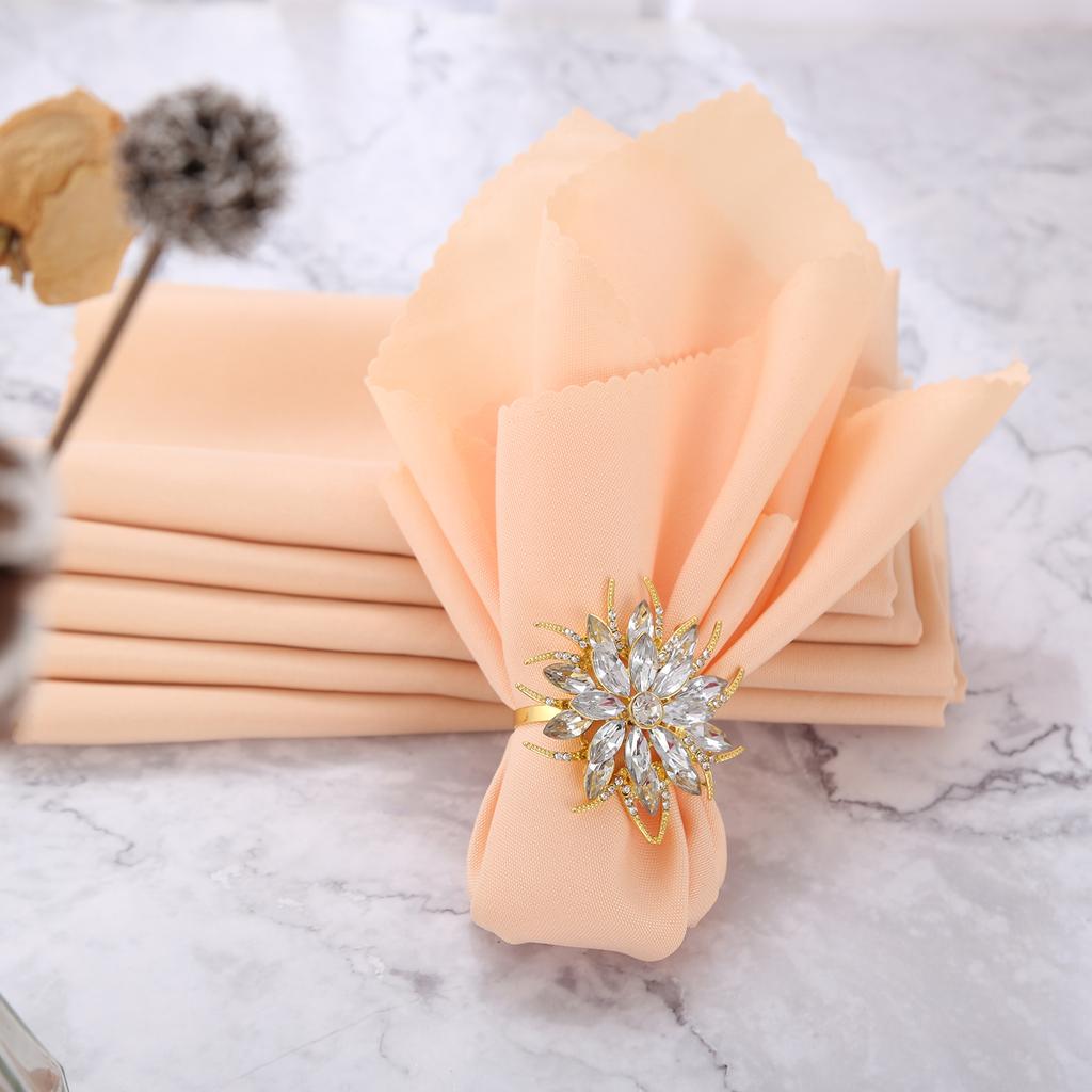 6pcs Cloth Napkins Square Pure Color Polyester Orange/Champagne 48*48cm Dinner Table Decor Wedding Party Restaurant Banquet