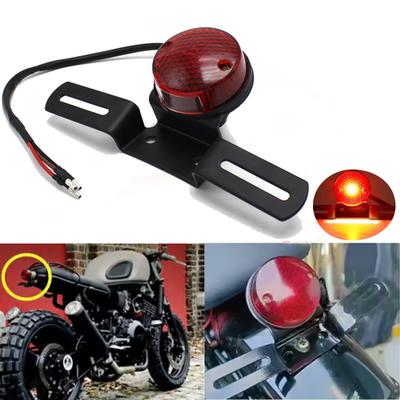 Motorcycle Retro Red Rear Tail Brake Stop Light Lamp W/ License Plate Mount For Harley Honda Chopper Bobber