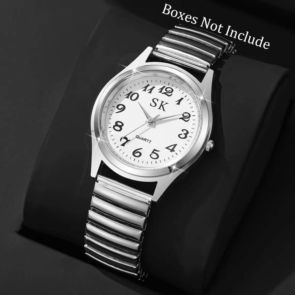 Fashion Elastic Strap Men Business Watches Arabic Dial Quartz Wristwatch Reloj Hombre